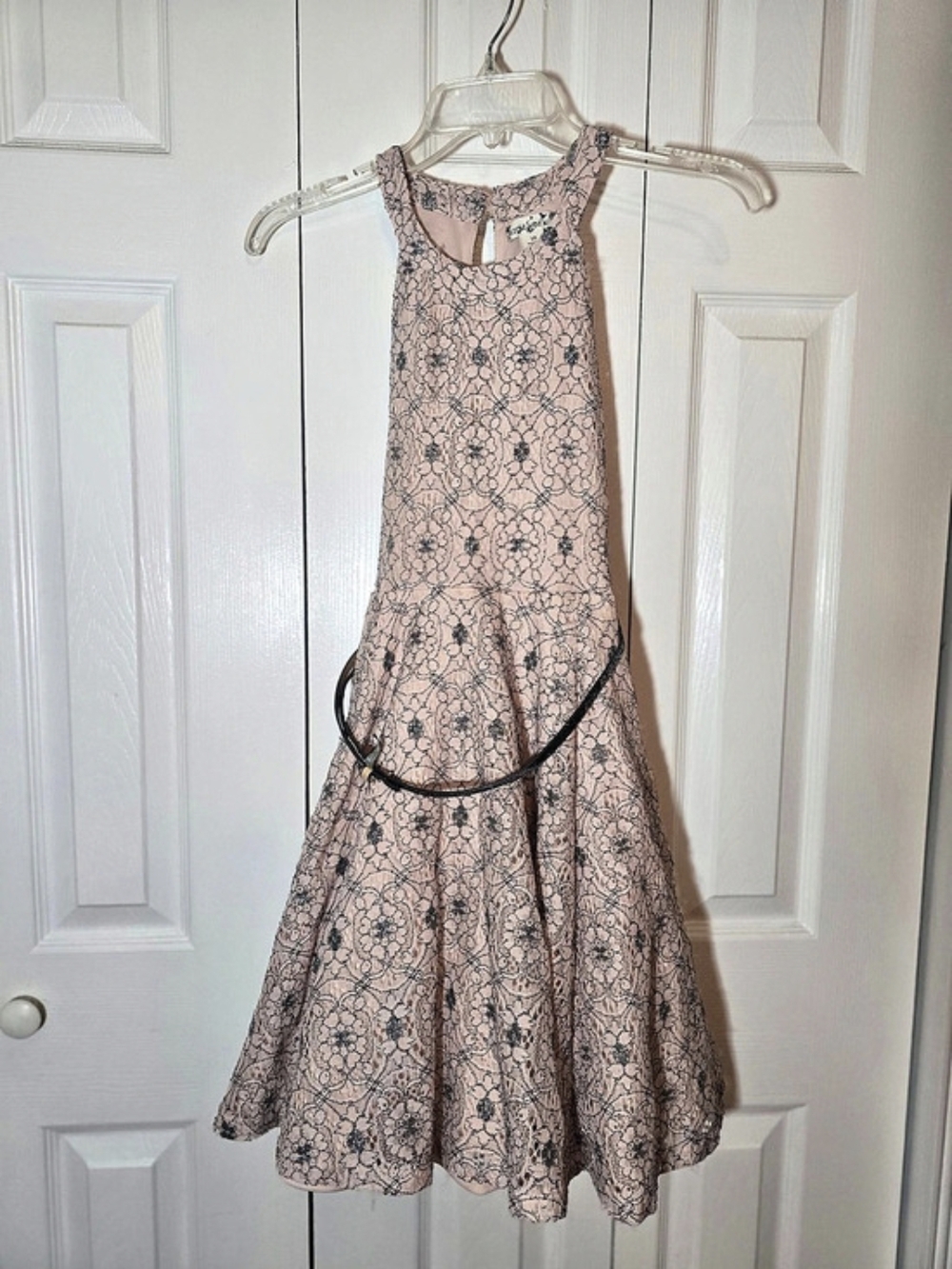 Knitworks Floral Lace Mini Dress in Pink & Black Size 16 Like New
